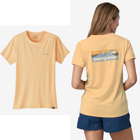 NWOT PATAGONIA‎ CAPILENE COOL DAILY GRAPHIC SHIRT WOMEN Large Sandy Melon X-Dye - Picture 1 of 10